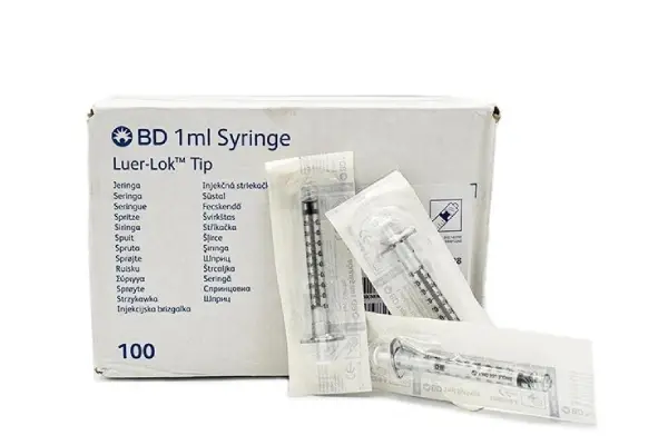 سرنگ انسولین شیشه ای بی دی BD حجم ۱ میلی لیتر کارتن 100 عددی